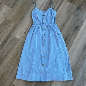 light blue 100% cotton midi length dress